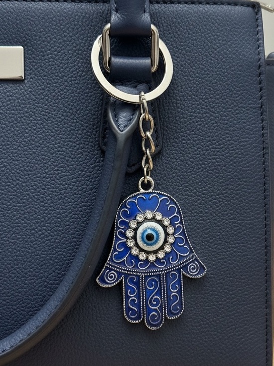 Source Unknown Accessories - Blue Hamsa Hand Evil Eye Bag Charm Keychain NWOT